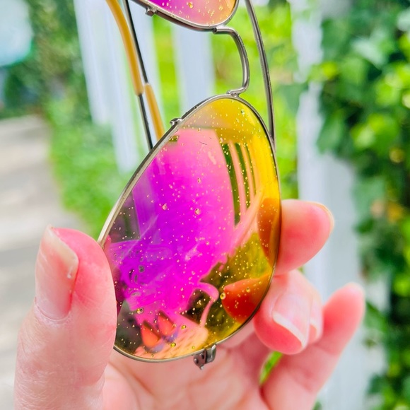 Ray Ban Aviators Gold Frames Pink Flash Mirrored Lenses - Picture 11 of 13